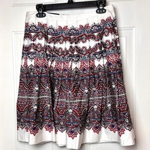 Talbots Paisley Pleated Cotton Skirt, EUC, Size 8 Petite